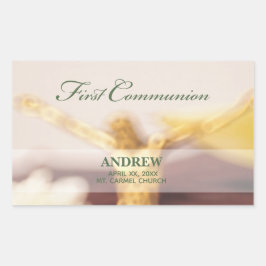 Sticker Rectangulaire Personnaliser, Première communion Félicitations