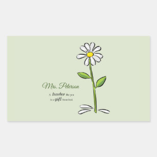 Sticker Rectangulaire Personnaliser, remerciement professeur, fleur reli