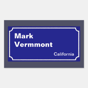 Sticker Rectangulaire personnaliser un panneau bleu rue