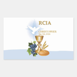 Sticker Rectangulaire Personnalisez, RCIA Félicitations Sacrement Cathol