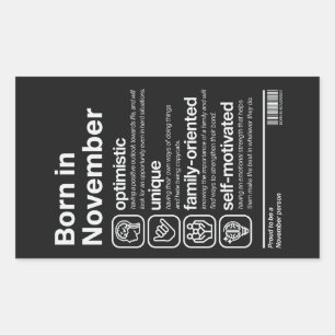 Sticker Rectangulaire Personnalité de Né en Novembre