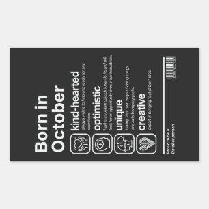 Sticker Rectangulaire Personnalité de Né en Octobre