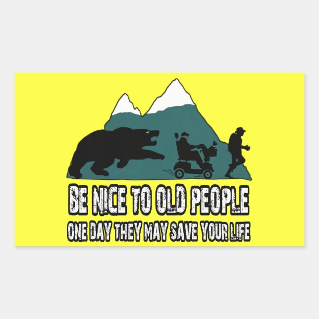 Sticker Rectangulaire Personnes âgées amusantes (Devant)