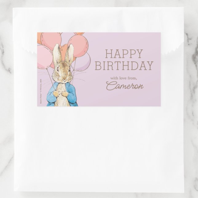 Sticker Rectangulaire Peter Rabbit | Joyeux anniversaire de (Sac)