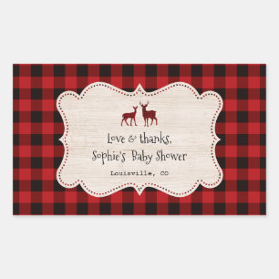 Sticker Rectangulaire Petit Baby shower Chasseur de bûcheron doux