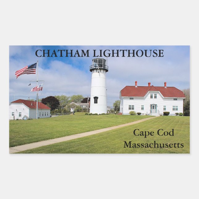 Sticker Rectangulaire Phare de Chatham, Massachusetts de Cape Cod (Devant)