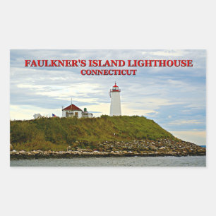 Sticker Rectangulaire Phare de Faulkners Island, Connecticut