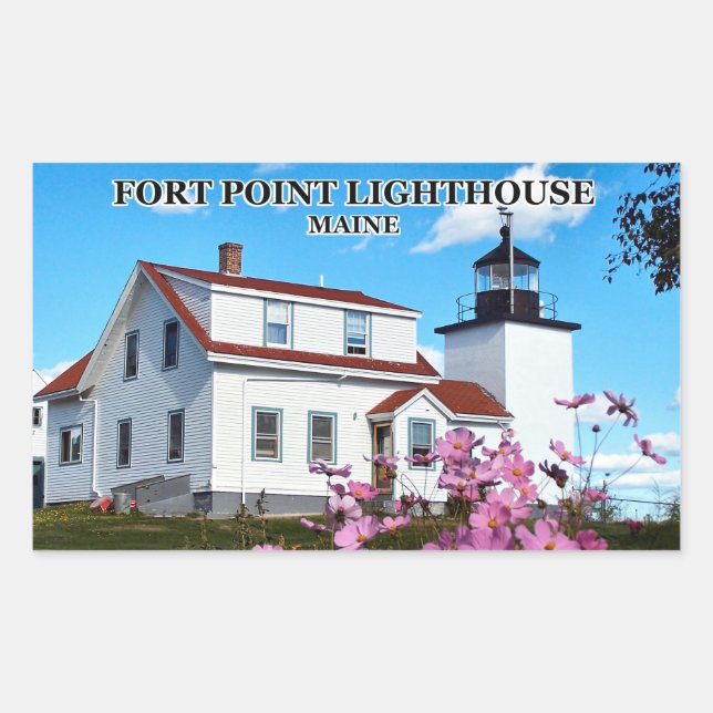 Sticker Rectangulaire Phare de Fort Point, Maine (Devant)