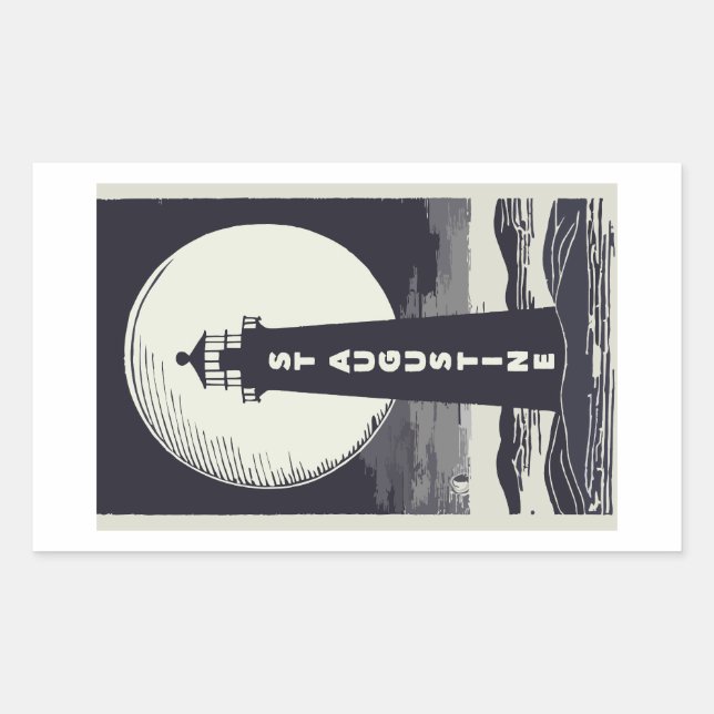 Sticker Rectangulaire Phare de St. Augustine Floride Lune (Devant)