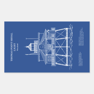 Sticker Rectangulaire Phare de Thomas Point Shoal - Maryland - AD