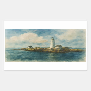Sticker Rectangulaire Phare sur Rocky Island - Coastal Boston