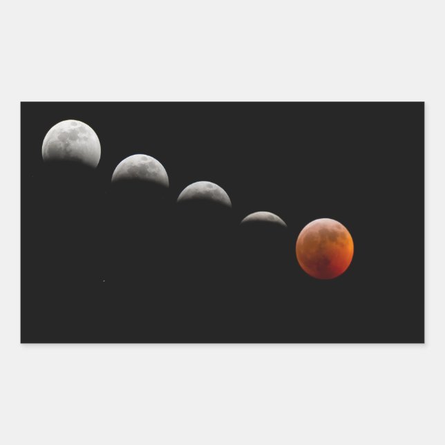 Sticker Rectangulaire Phases de la lune à une Éclipse complète du Sticke (Devant)