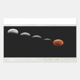 Sticker Rectangulaire Phases de la lune à une Éclipse complète du Sticke