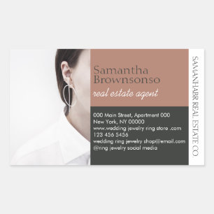 Sticker Rectangulaire Photo Brown Élégant Minimal
