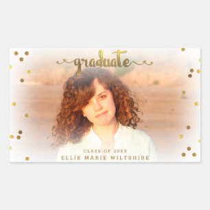 Sticker Rectangulaire Photo chique d'obtention du diplôme de confettis