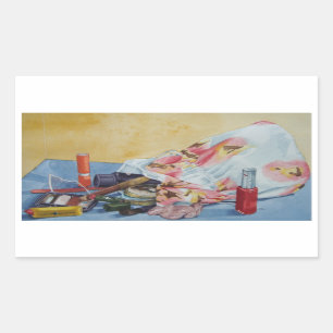 Sticker Rectangulaire photo originale de vie morte du sac maquillage vin