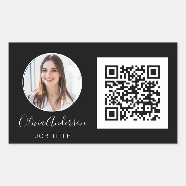 Sticker Rectangulaire Photo professionnelle QR Code Carte de visite blan (Devant)