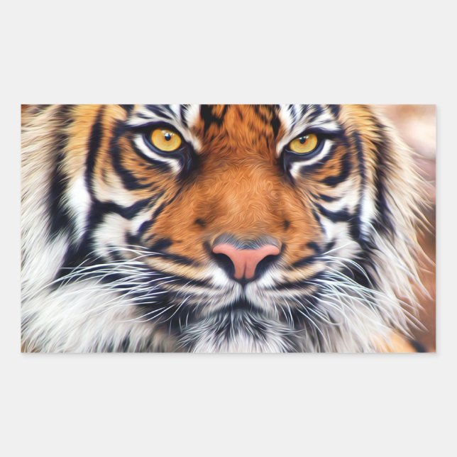 Sticker Rectangulaire Photographie de Peinture de tigre de Sibérie (Devant)