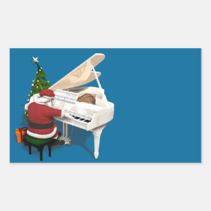 Sticker Rectangulaire Pianiste du Père Noël