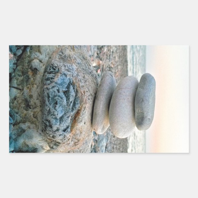 Sticker Rectangulaire Pierres de plage Zen (Devant)