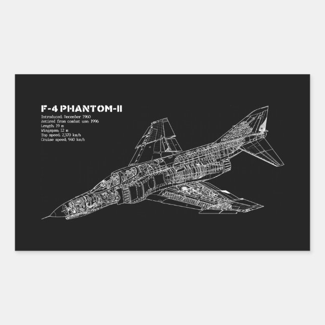 Sticker Rectangulaire Pilote d'avion de chasse fantôme (avion supersoniq (Devant)