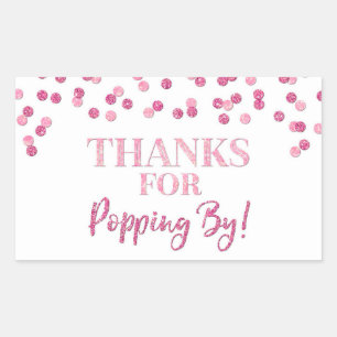 Sticker Rectangulaire Pink Confetti Merci pour Popping By
