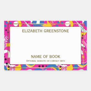 Sticker Rectangulaire Pink Disco Thème Auteur Signature Plaque
