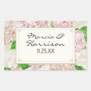 Sticker Rectangulaire Pink Hydrangea dentelle Floral Formal Élégant Mari