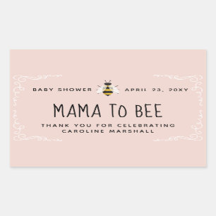 Sticker Rectangulaire Pink Mama to Bee Baby shower Honey Favoriser Stick