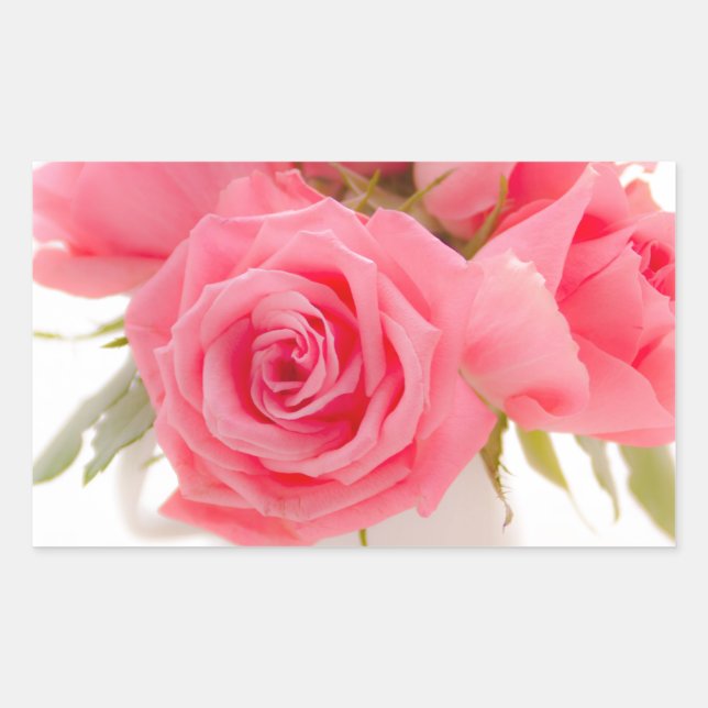 Sticker Rectangulaire Pink roses | mothersday | birthday | (Devant)