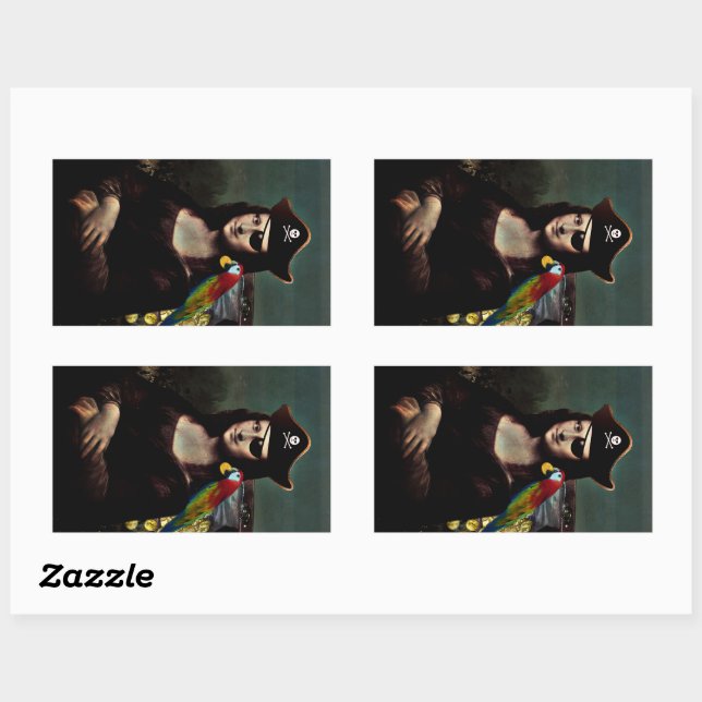 Sticker Rectangulaire Pirate Mona Lisa with Eye Patch (Feuille)