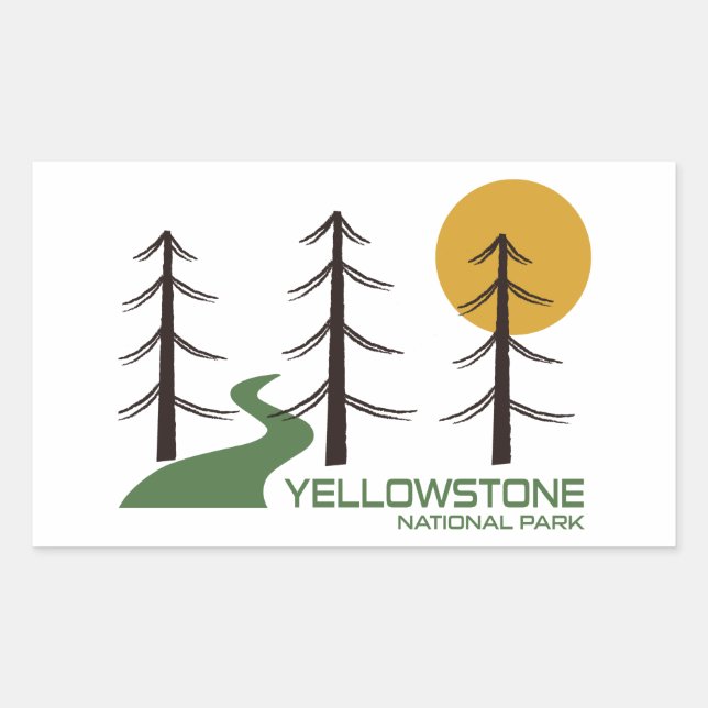 Sticker Rectangulaire Piste du parc national Yellowstone (Devant)