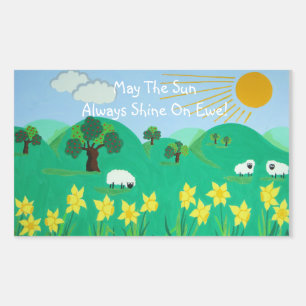 Sticker Rectangulaire pittoresque illustration amusante de mouton mignon