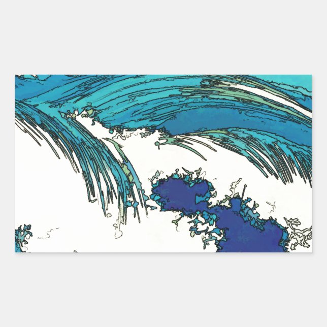 Sticker Rectangulaire PixDezines konen uehara vagues océaniques, 上 原 (Devant)