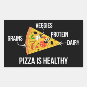 Sticker Rectangulaire Pizza est sain - Carbes - Drôle de nouveauté Fitne