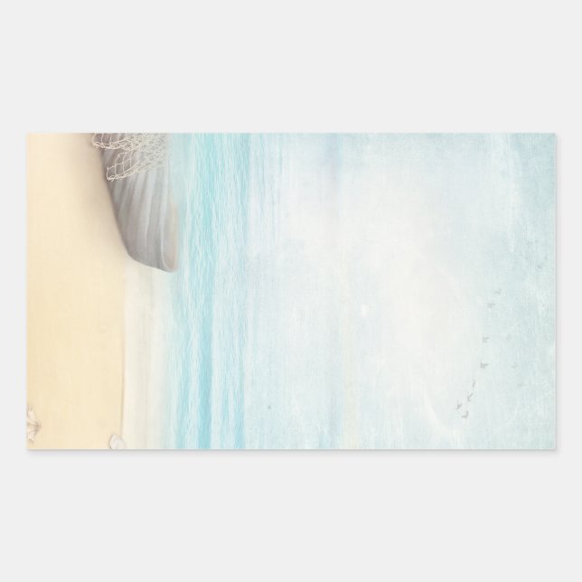 Sticker Rectangulaire Plage nautique avec Rowboat & Fishing Net (Devant)