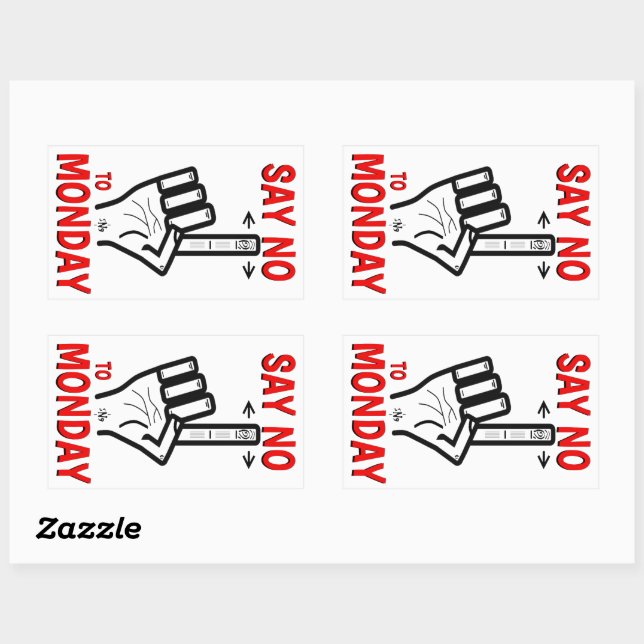 Sticker Rectangulaire Plaisanter sur lundi (Dites non à lundi) (Feuille)