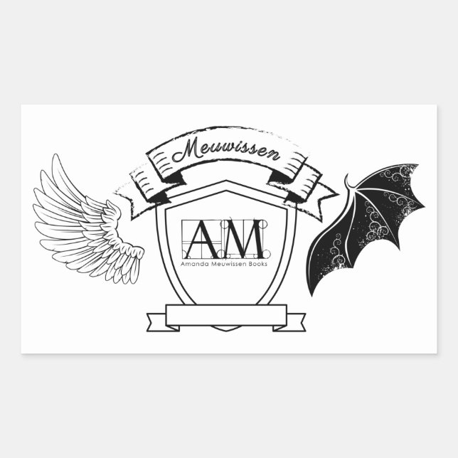 Sticker Rectangulaire Plaque AM - Bannière noire Pas de couronne (Devant)