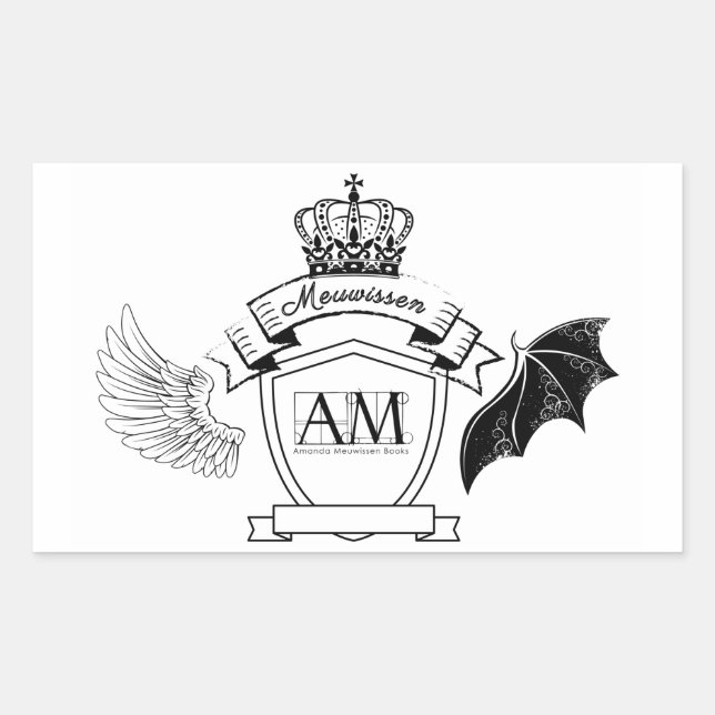 Sticker Rectangulaire Plaque AM - Couronne de bannière noire (Devant)