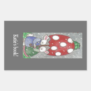 Sticker Rectangulaire Plaque-bibliothèque Rain Bunnies