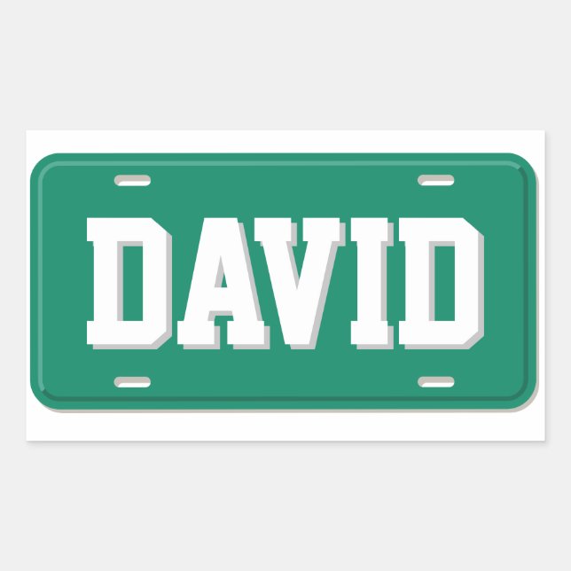 Sticker Rectangulaire Plaque de licence blanche et verte personnalisée (Devant)