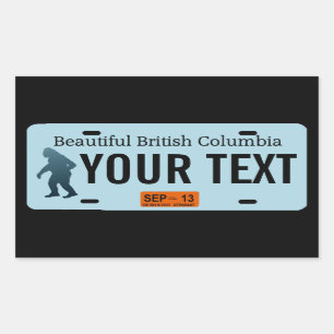 Sticker Rectangulaire Plaque de licence Sasquatch de la Colombie-Britann