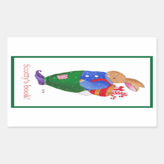 Sticker Rectangulaire Plaque de Noël Rabbit