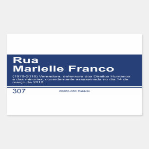 Sticker Rectangulaire Plaque de rue Marielle Franco d'autocollant