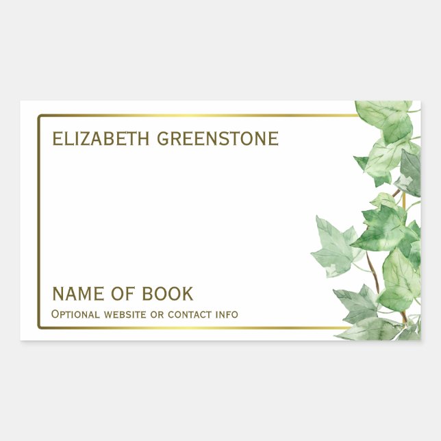 Sticker Rectangulaire Plaque de signature de l'auteur Ivy Leaf (Devant)