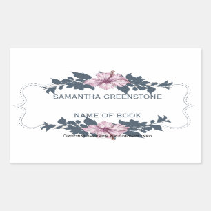 Sticker Rectangulaire Plaque florale de signature de l'auteur