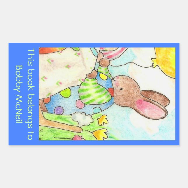 Sticker Rectangulaire Plaque-livre Party Bunny (Devant)