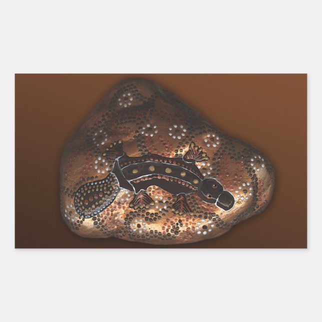 Sticker Rectangulaire Platypus Art aborigène australien (Devant)