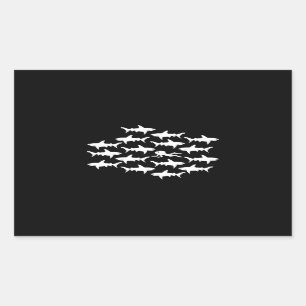 Sticker Rectangulaire Plongée plongée nage avec une école de requins