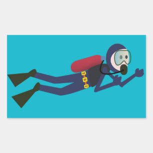 STICKER RECTANGULAIRE PLONGEUR DE PLONGÉE À L'AIR, RÉSERVOIR ET